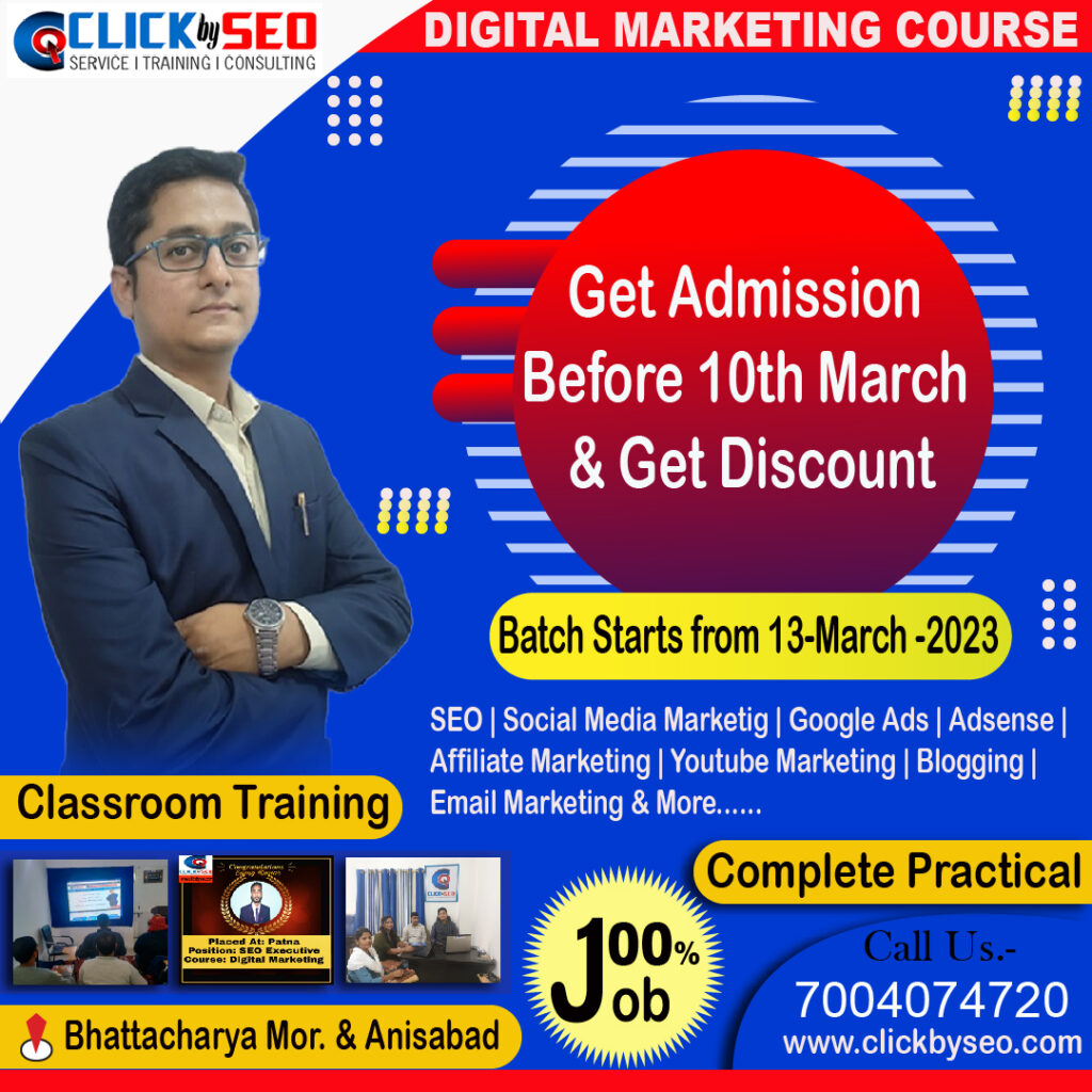 CLICKBYSEO Digital Marketing Course in Patna New batch 13 March 2023